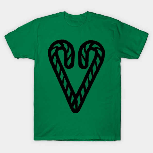 Heart of Candy Christmas Line Art T-Shirt by ellenhenryart